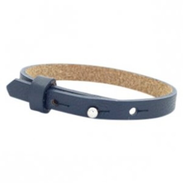 Cuoio armband leer 8 mm dark midnight blue (p/st)