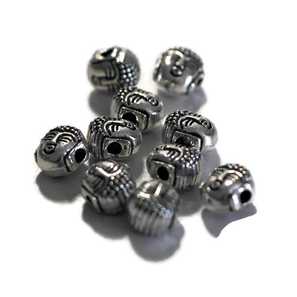 Metalen kralen Boeddha Hoofd (5 stuks)