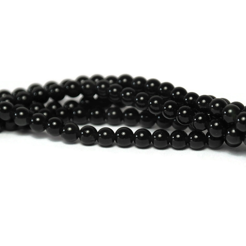 Agaat - zwarta agaat kralen4 mm rond (streng)