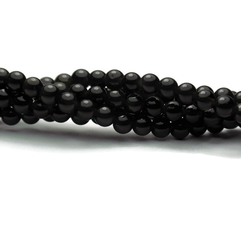 Obsidiaan kralen 4 mm rond AA kwaliteit (streng)