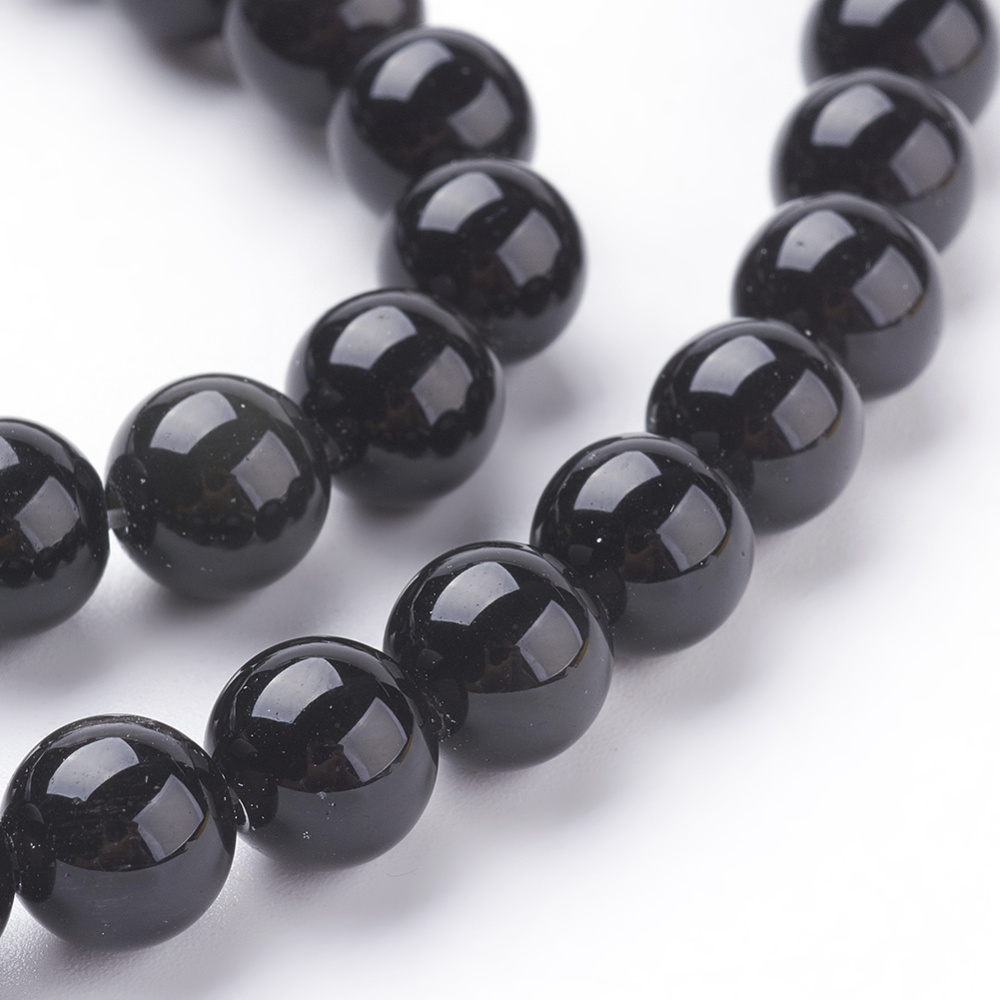 Obsidiaan kralen 8 mm rond AA kwaliteit (streng)