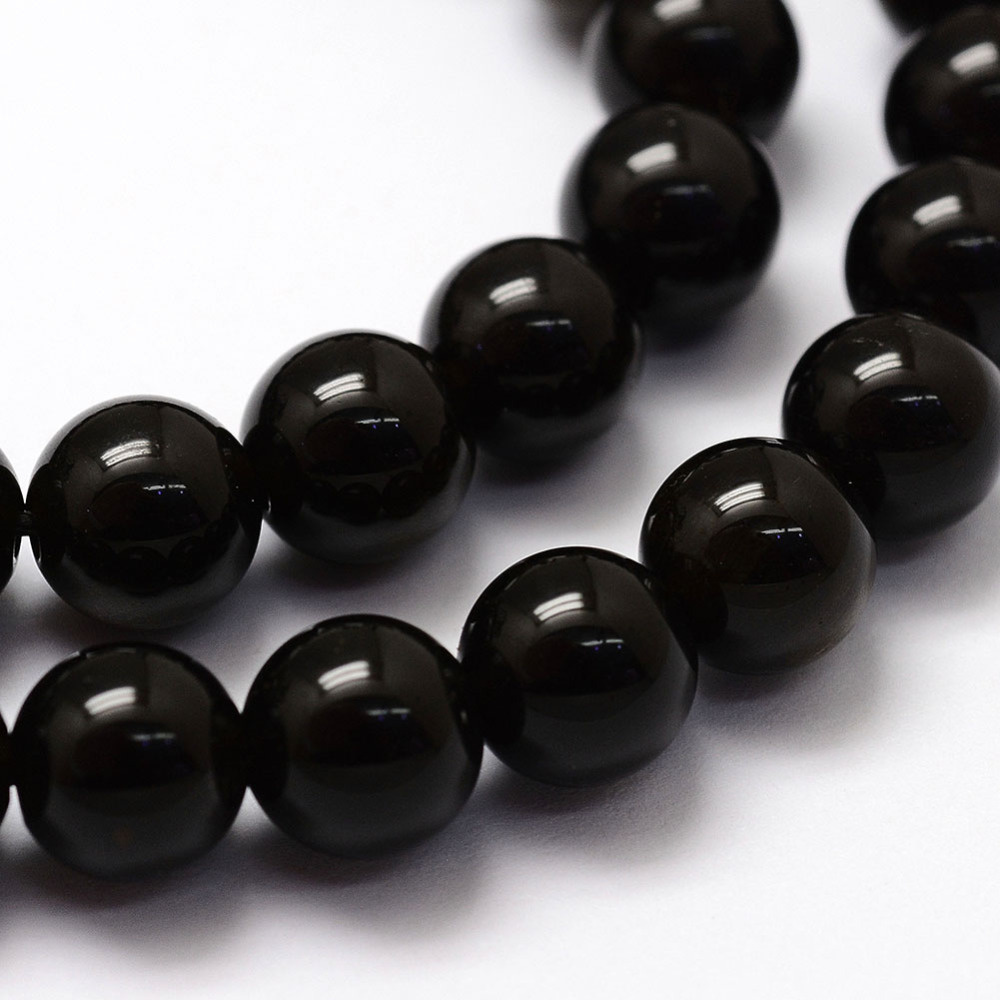 Obsidiaan - Gold Sheen obsidiaan kralen 8 mm rond (streng)