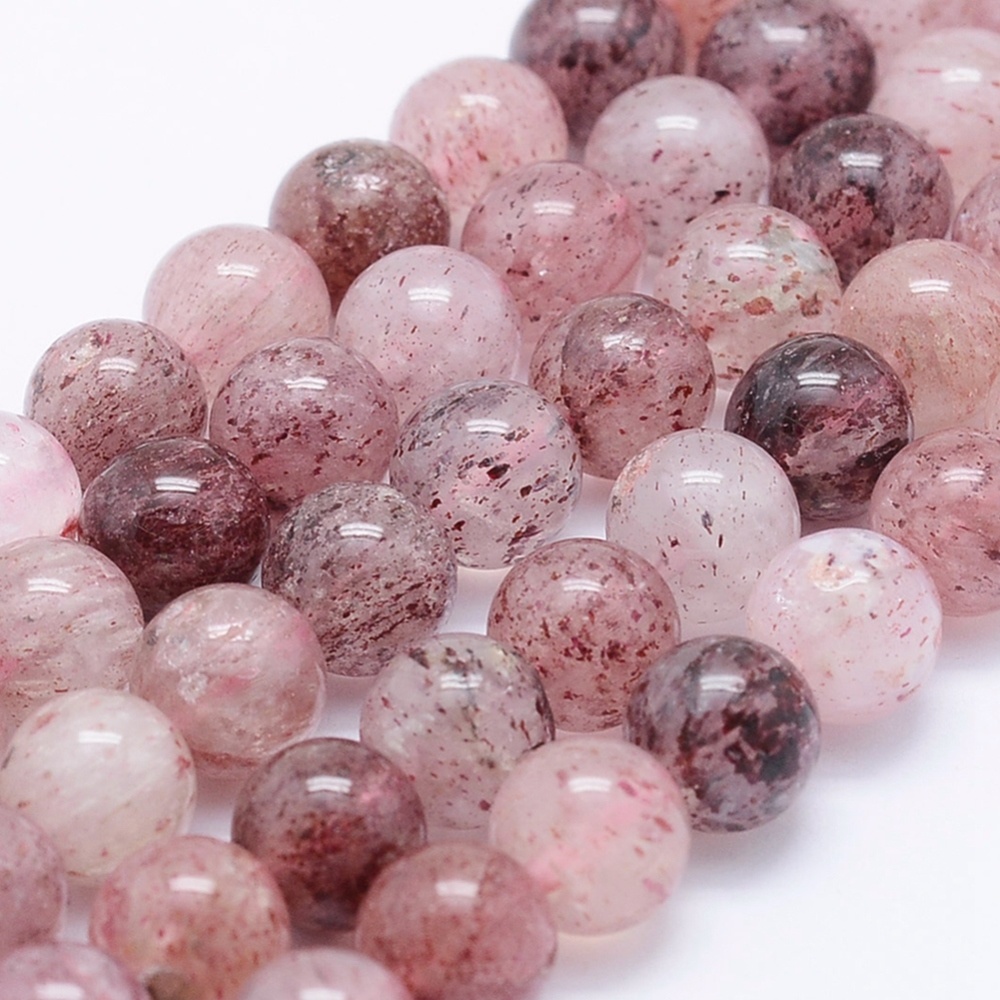 Aardbeienkwarts kralen 8 mm rond (streng)