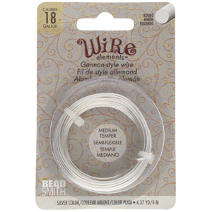 Wire elements -18 gauge 'Silver' semi-flexibel