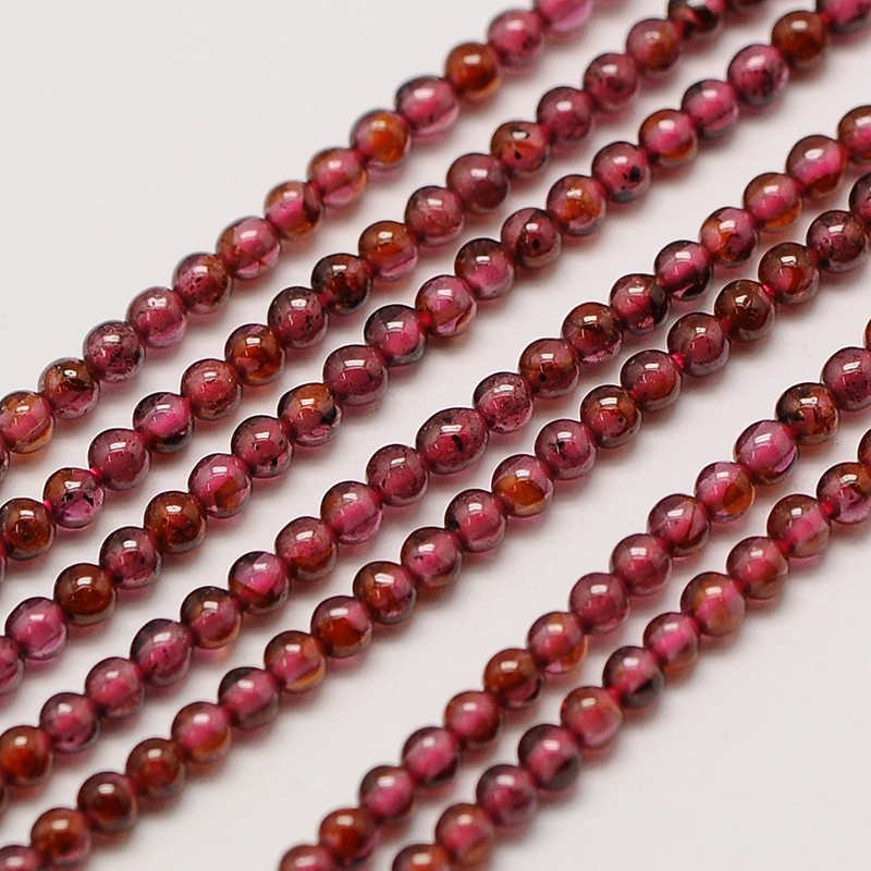 Granaat kralen 2 mm rond (streng)