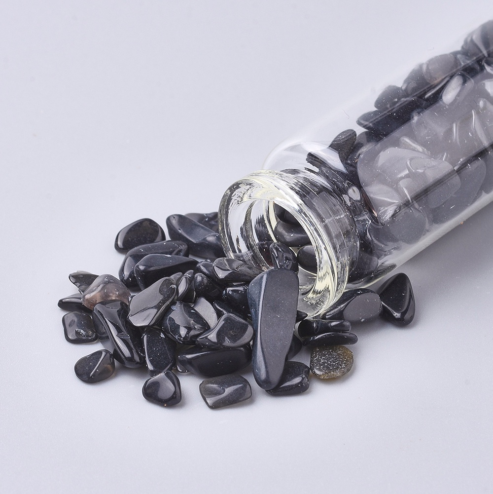 Edelsteen potje met trommelstenen obsidiaan