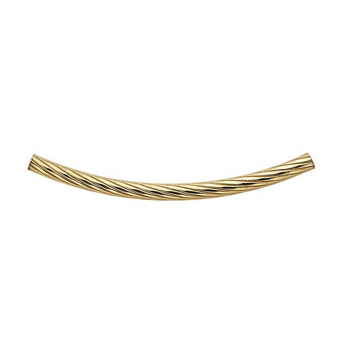 Gold filled 14 kt buis kraal gedraaid (p/st)