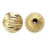 Goldfilled 14kt kralen - rond 8 mm 'geribbeld' (p/st)