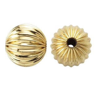 Goldfilled 14kt kralen - rond 8 mm 'geribbeld' (p/st)