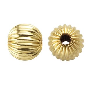 Goldfilled 14kt kralen - rond 6 mm 'geribbeld' (p/st)