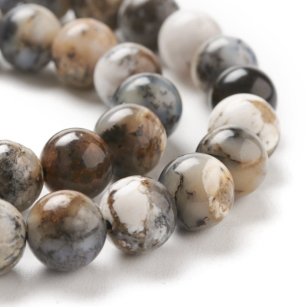 Dendriet opaal kralen 6 mm rond (streng)