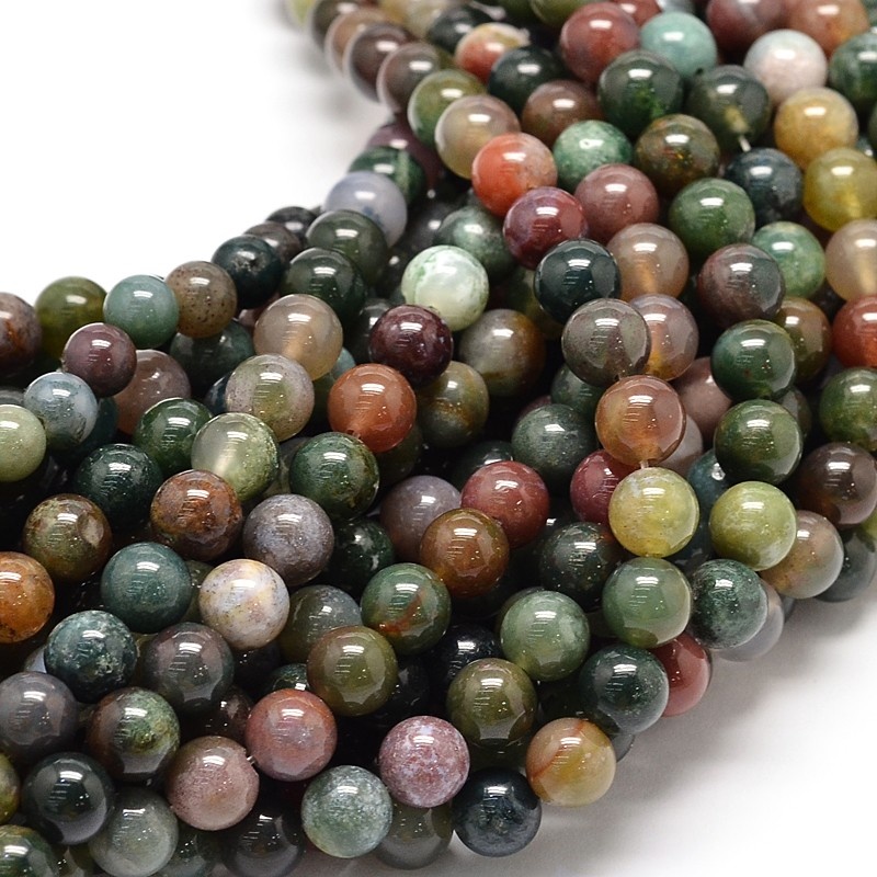Agaat - indian agaat kralen 8 mm rond (streng)