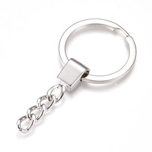 Sleutelhanger zilverkleurig met ketting (p/st)