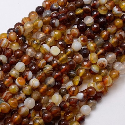 Agaat kralen 6 mm facet bruin rond (streng)