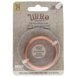 Wire elements -24 gauge 'Copper' semi-flexibel