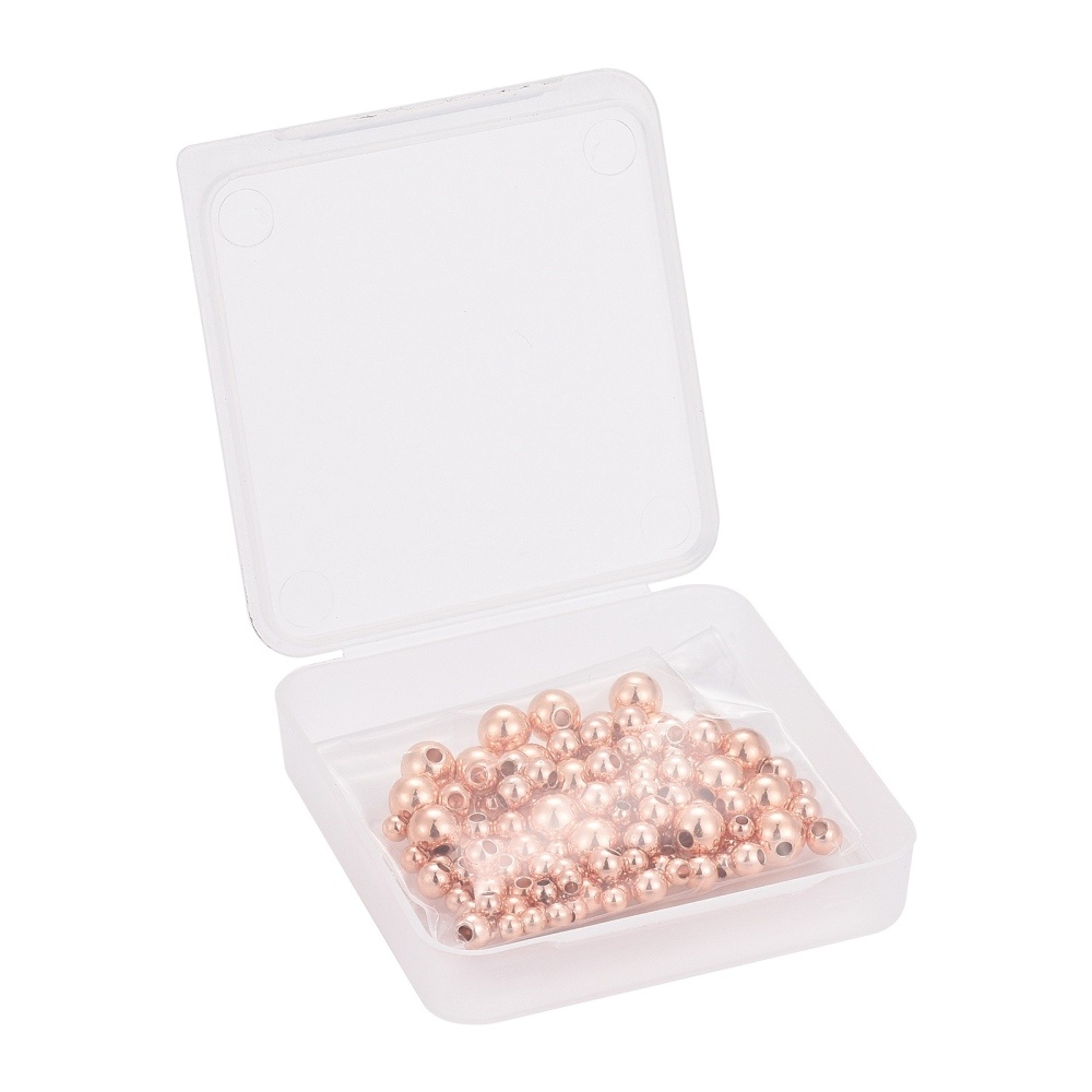 Metalen kralen 3, 4 en 6 mm rosé goudkleur (120st)