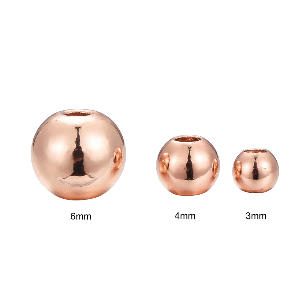 Metalen kralen 3, 4 en 6 mm rosé goudkleur (120st)