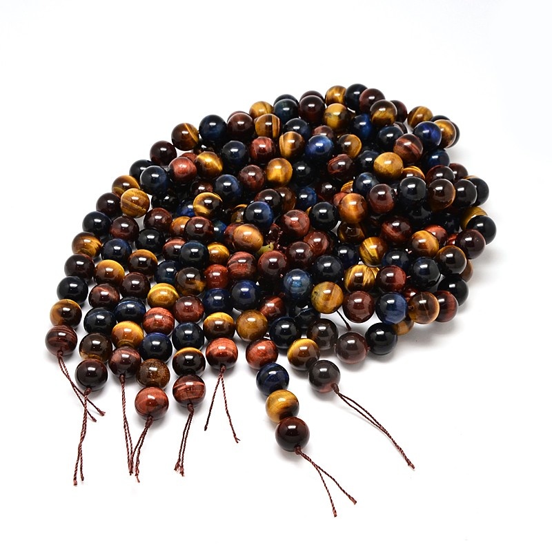 Tijgeroog kralen 4 mm rond (streng) - multi