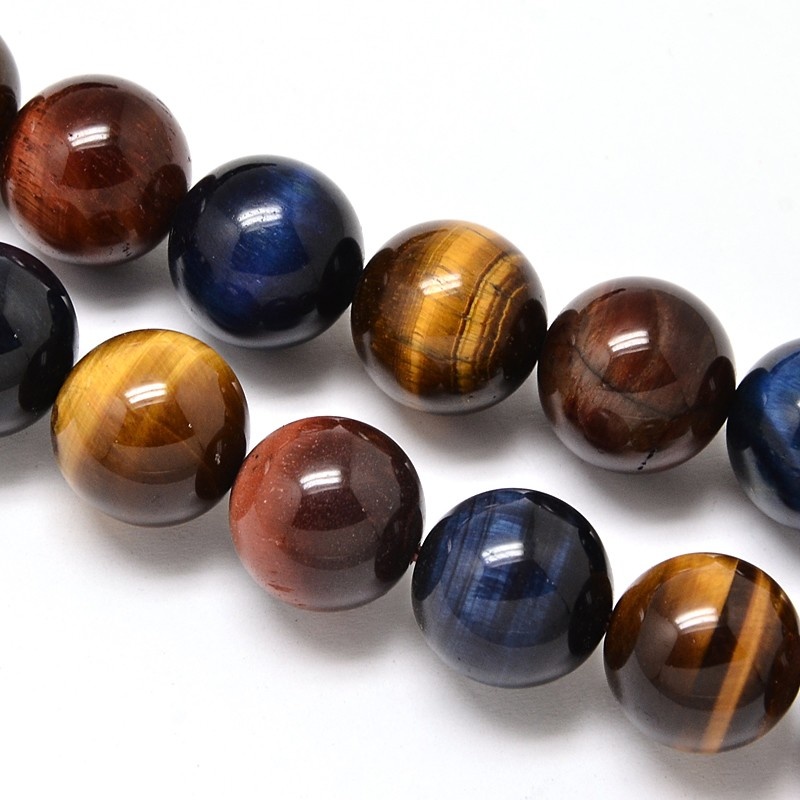Tijgeroog kralen 8 mm rond (streng) - multi