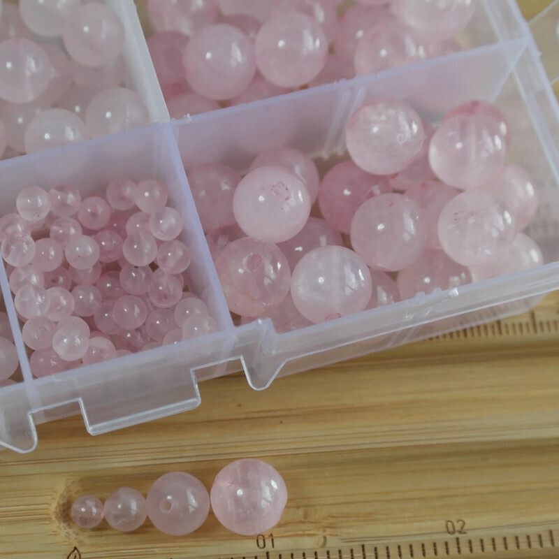 Rozenkwarts edelsteen kralen set 4,6,8 en 10 mm