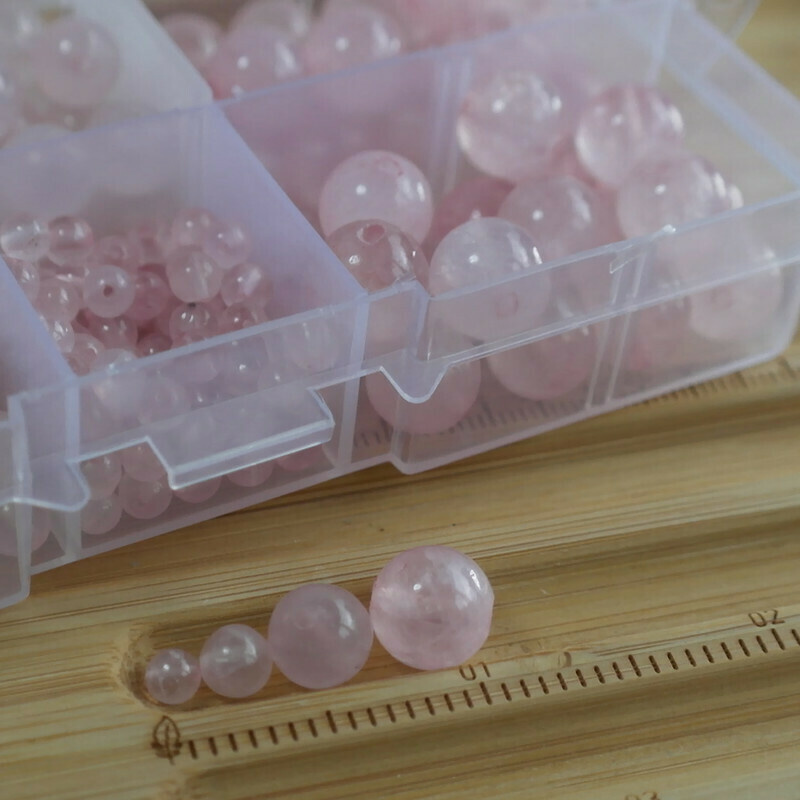 Rozenkwarts edelsteen kralen set 4,6,8 en 10 mm