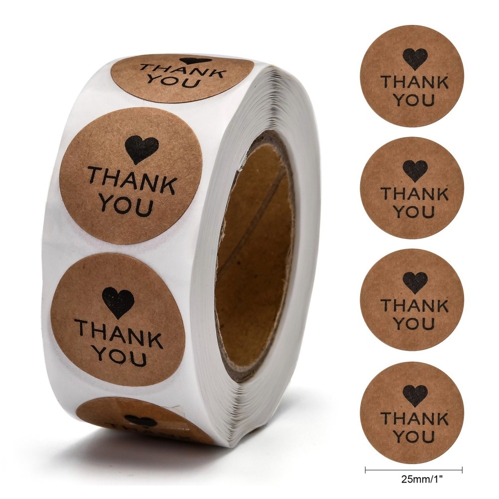 Sluitstickers - Thank You (hartje) - rol 500 stuks