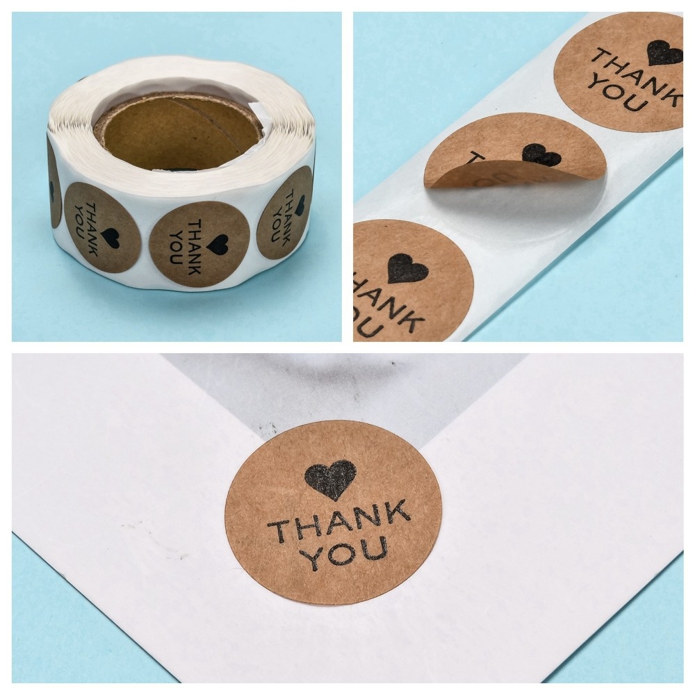 Sluitstickers - Thank You (hartje) - rol 500 stuks