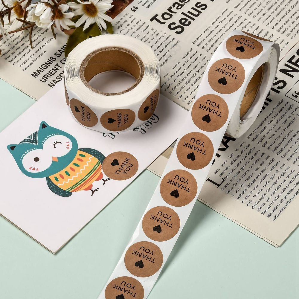 Sluitstickers - Thank You (hartje) - rol 500 stuks