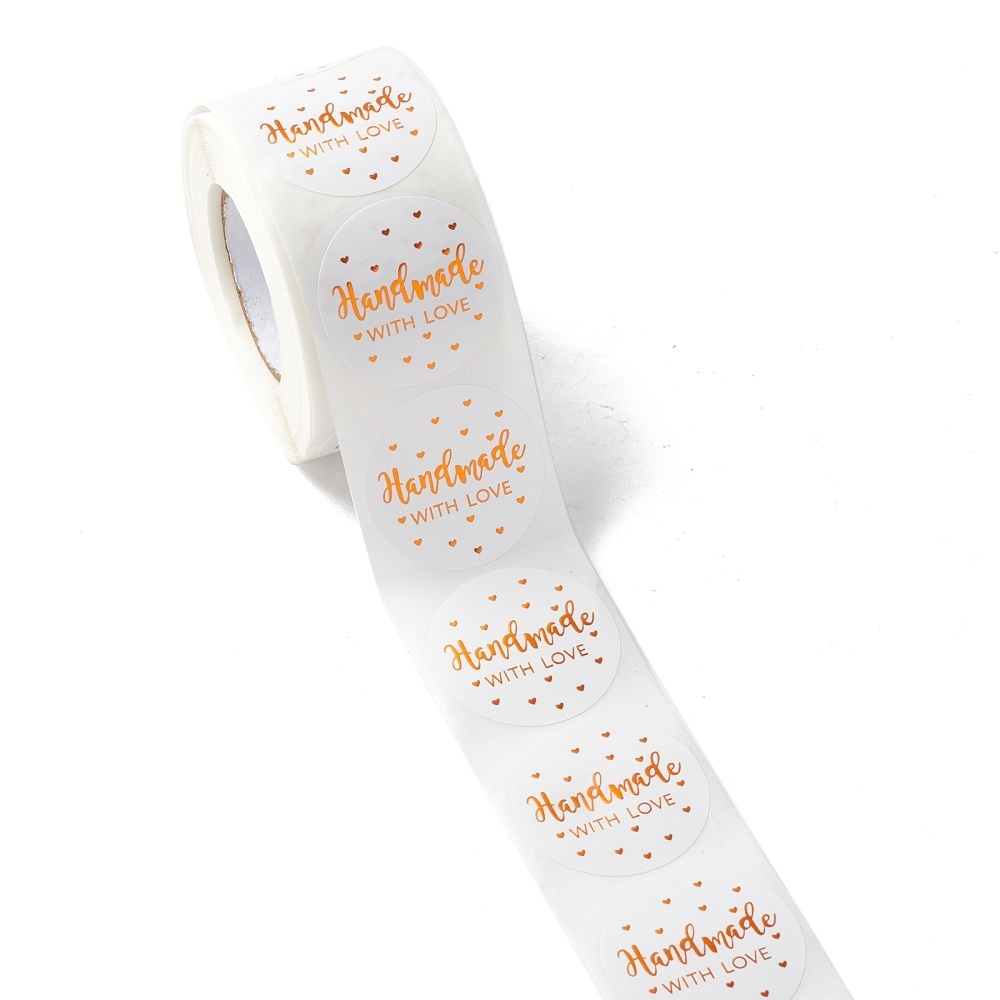 Sluitzegels - Handmade with Love ( wit / goud ) - 10 stickers
