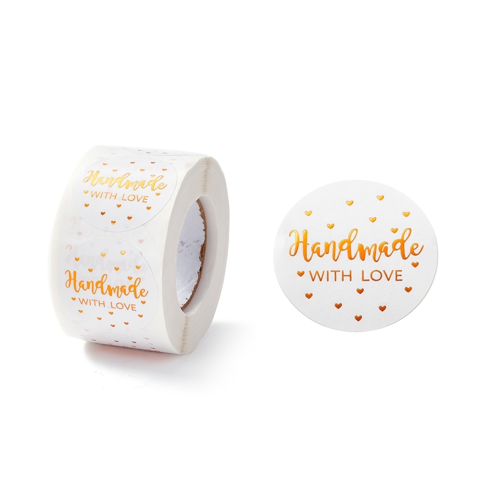 Sluitzegels - Handmade with Love ( wit / goud ) - 10 stickers