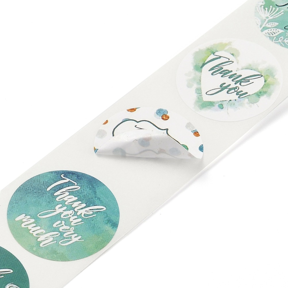 Sluitzegels - Thank You (blauwgroen) - rol 500 stuks
