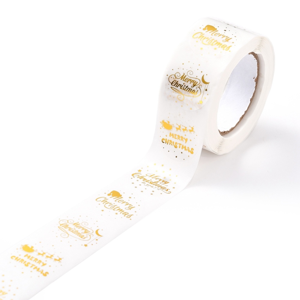 Sluitzegels - Merry Christmas (transparant/goud) - 20 stickers