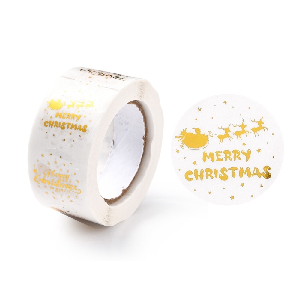 Sluitzegels - Merry Christmas (transparant/goud) - 20 stickers