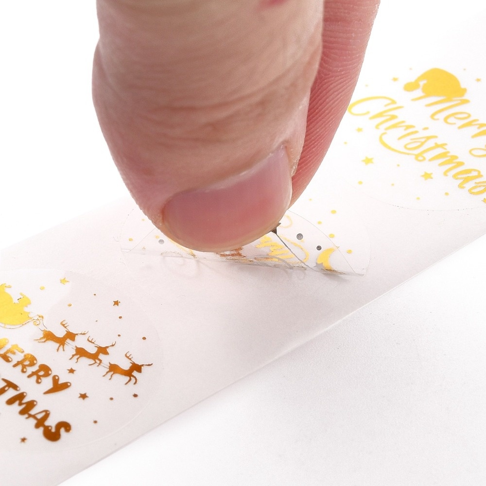 Sluitzegels - Merry Christmas (transparant/goud) - 20 stickers