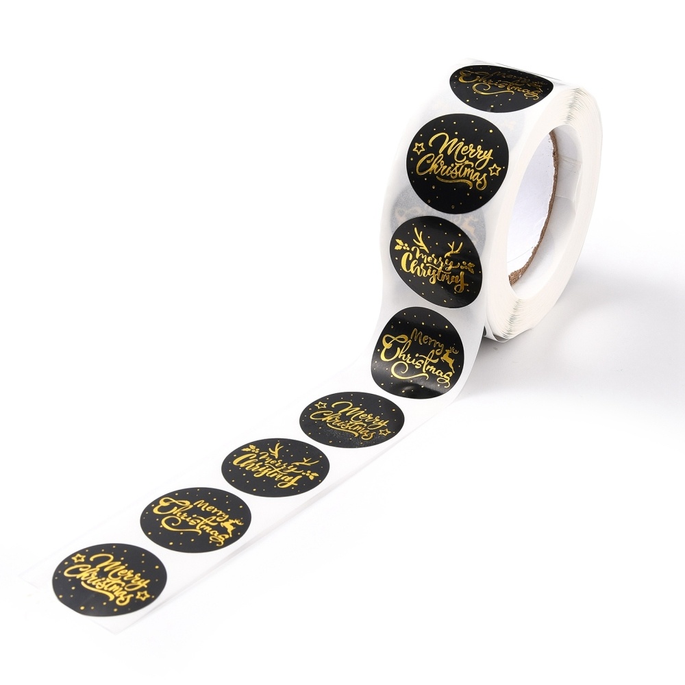 Sluitzegels - Merry Christmas (zwart/goud) - 20 stickers