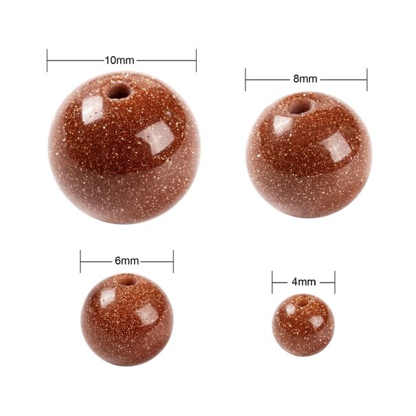 Bruine Goudsteen Kralen Set – 4, 6, 8 & 10 mm (340 stuks) in Bewaardoos