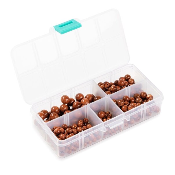 Bruine Goudsteen Kralen Set – 4, 6, 8 & 10 mm (340 stuks) in Bewaardoos