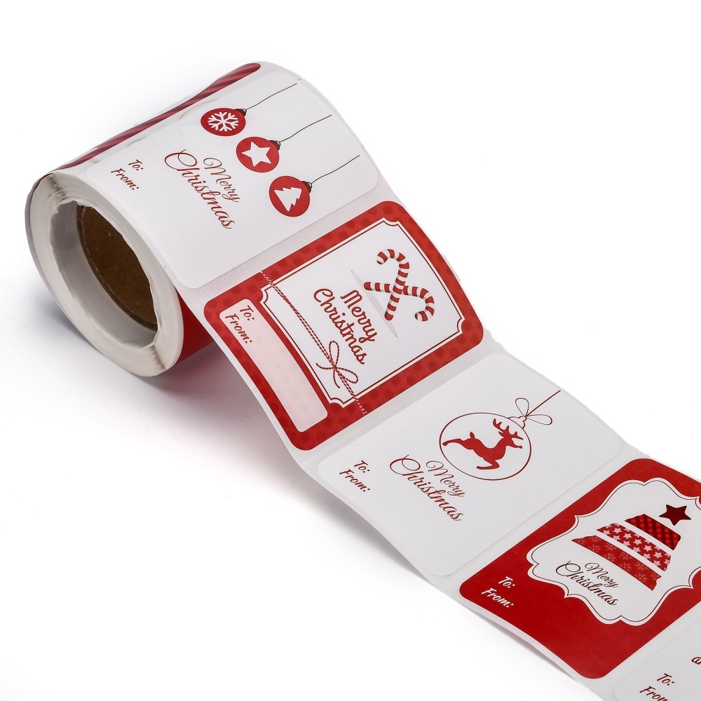 Kerst stickers - naam stickers - rol 250 stuks