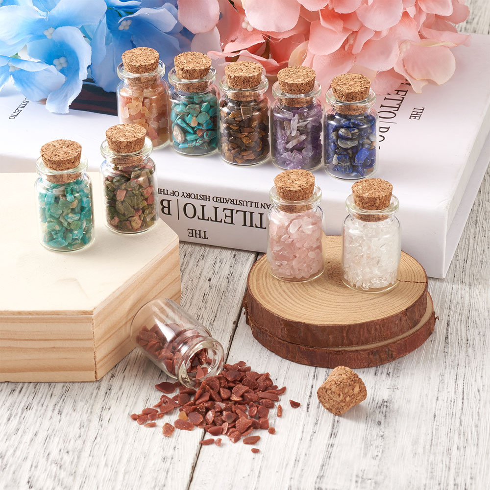 Box met edelsteen potjes (10 stuks)
