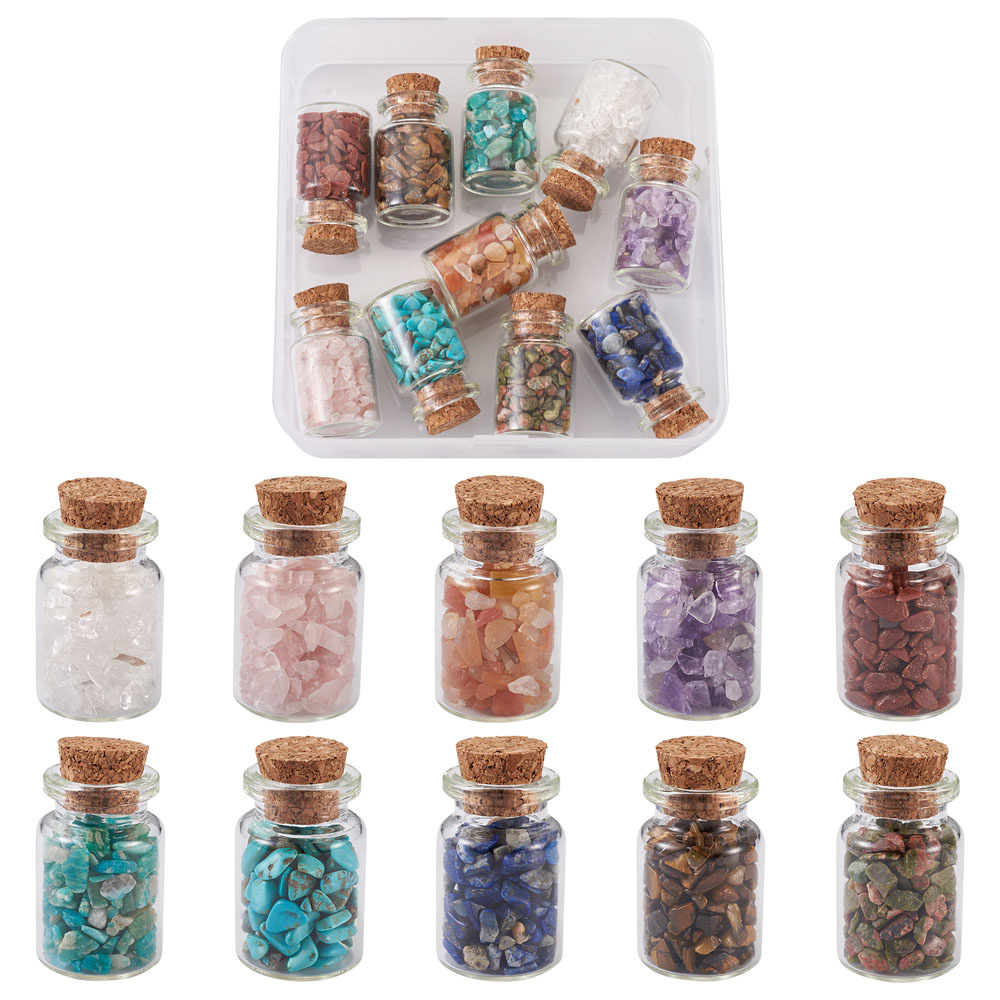 Box met edelsteen potjes (10 stuks)