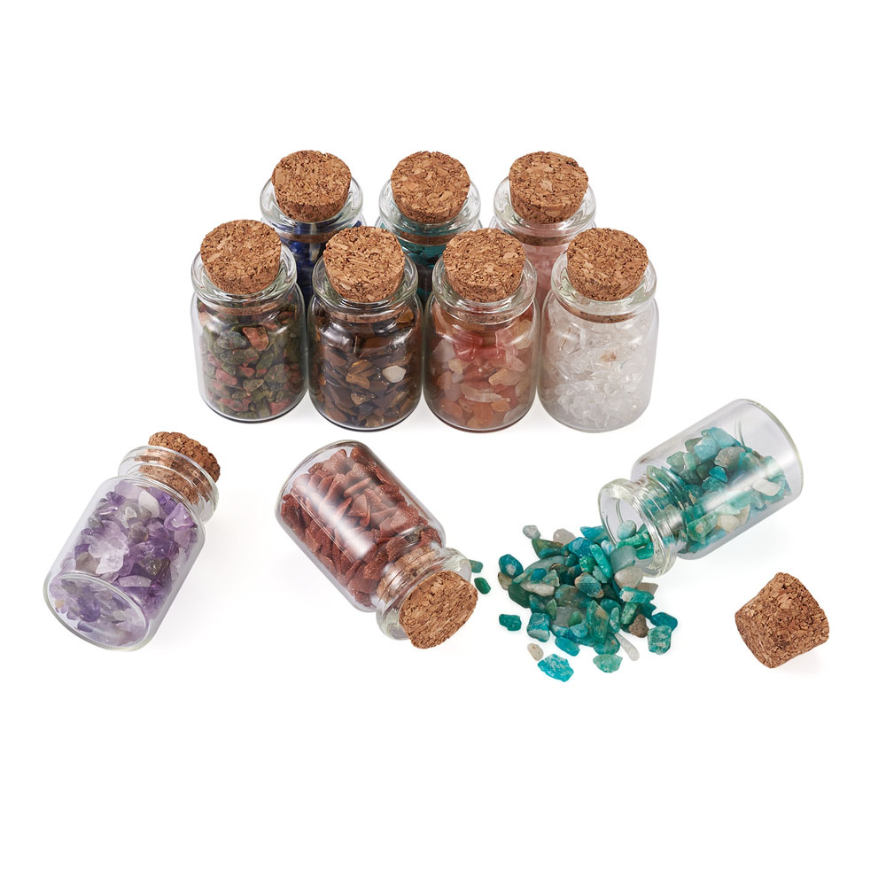 Box met edelsteen potjes (10 stuks)
