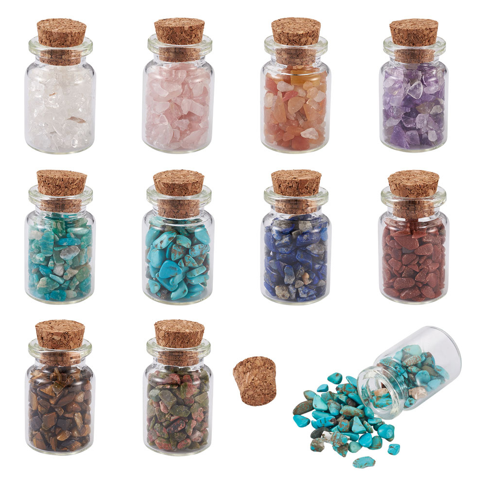 Box met edelsteen potjes (10 stuks)