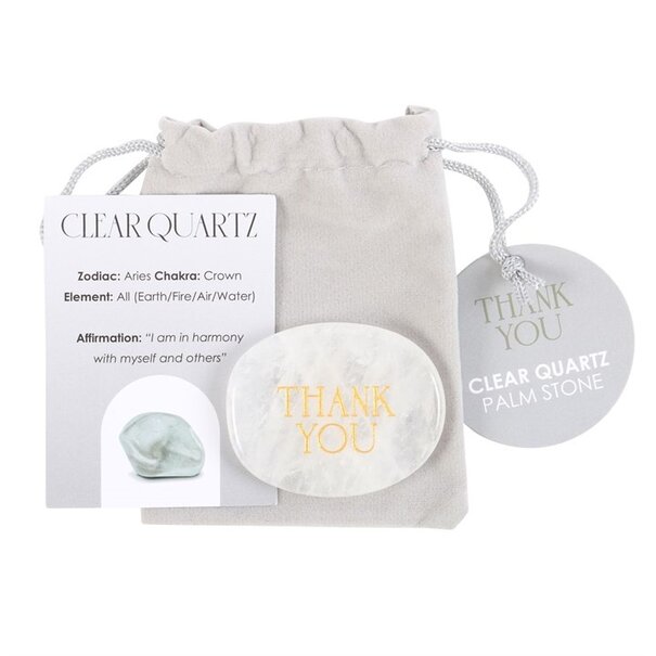 Thank You Clear Quartz Palm Stone Kristal