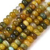 Olijfgroene Banded Agaat kralen – Rondel 8~8,5 mm (kwart streng)