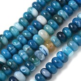 Dodger Blue Banded Agaat kralen – Rondel 8~8,5 mm (kwart streng)