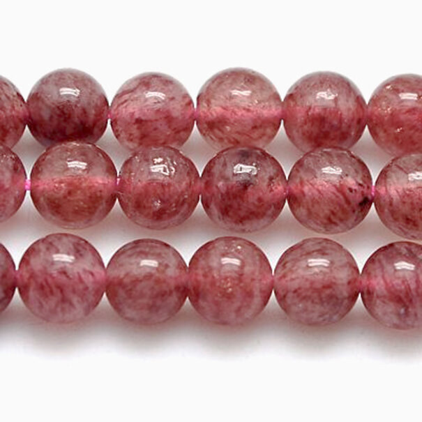 Natuurlijke Aardbeienkwarts Kralen,  6mm Rond
