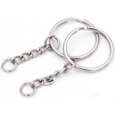 Sleutelring / sleutelhanger dubbel met ketting - zilverkleurig