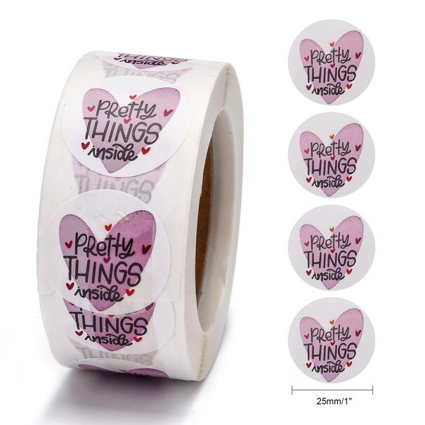 Stickers 'Pretty Things Inside' - rol 500 stuks