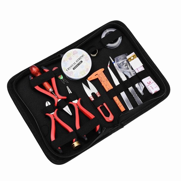 DIY sieraden maken gereedschapsset met imitatie leren tas – compleet starterspakket