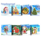 DIY kerst diamond painting wenskaarten set – 8 stuks met enveloppen